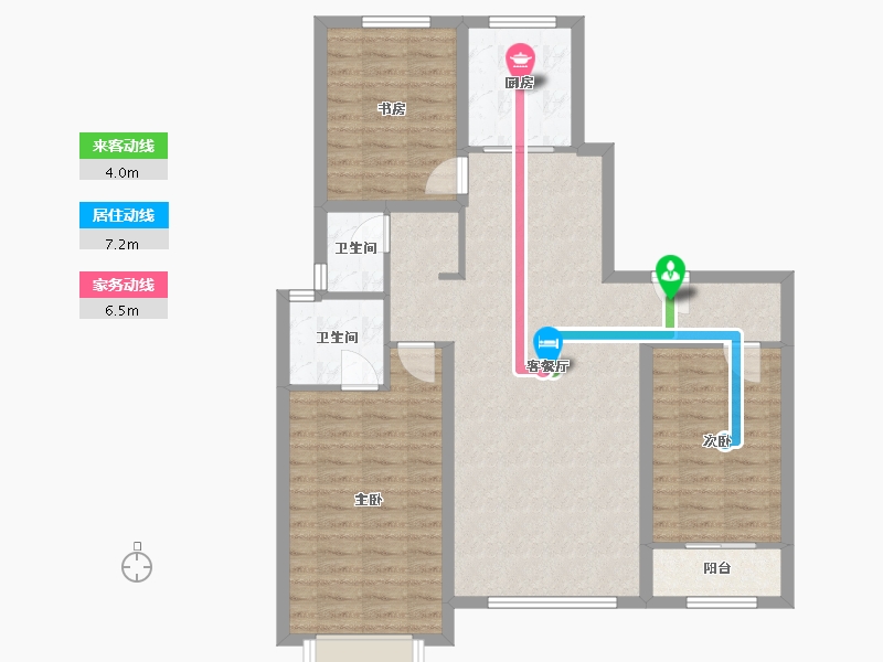 内蒙古自治区-鄂尔多斯市-书香院-106.00-户型库-动静线