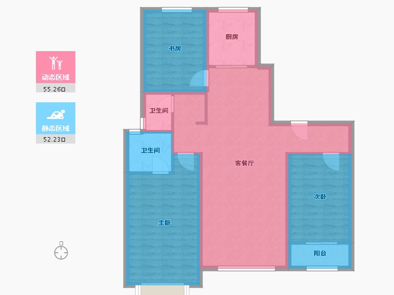 内蒙古自治区-鄂尔多斯市-书香院-106.00-户型库-动静分区