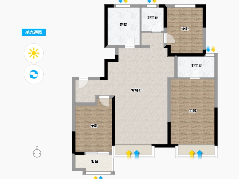 山东省-济南市-百脉悦府-103.20-户型库-采光通风