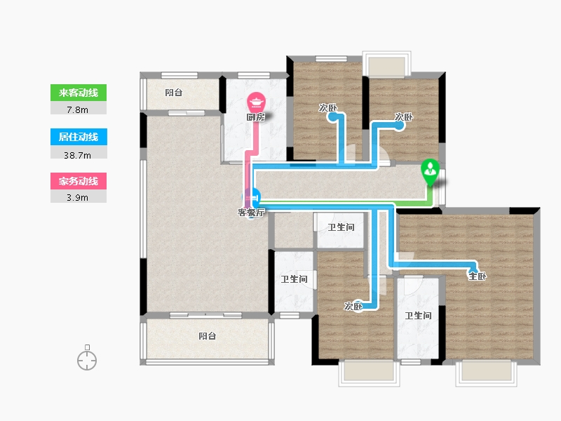 江苏省-南京市-宝能滨江府-140.80-户型库-动静线