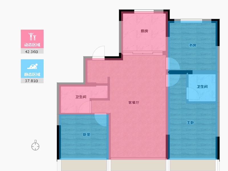 吉林省-长春市-万隆伟业京学府-71.42-户型库-动静分区