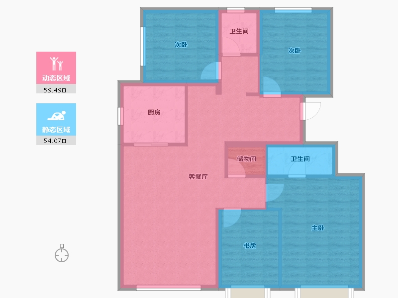 北京-北京市-招商中建·顺义臻珑府-102.21-户型库-动静分区