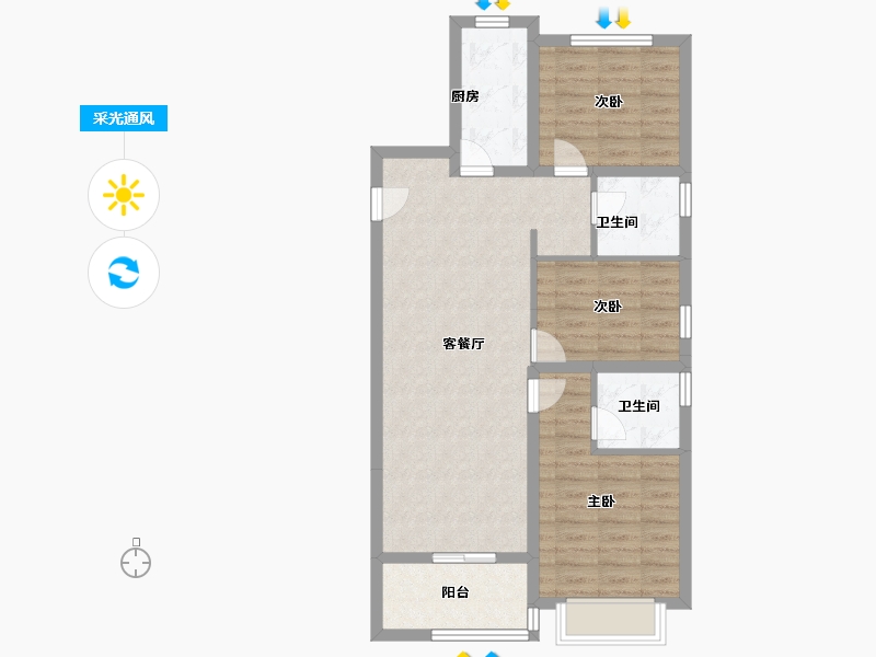 江苏省-南京市-中国铁建·栖云府-77.60-户型库-采光通风