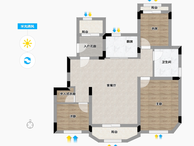 江苏省-南京市-金浦御龙湾-80.00-户型库-采光通风