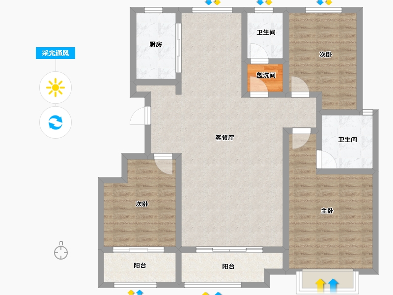 山东省-济南市-锦祥佳苑-109.00-户型库-采光通风