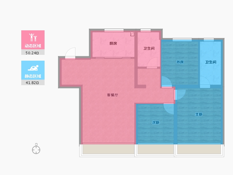 吉林省-长春市-万隆伟业京学府-82.55-户型库-动静分区