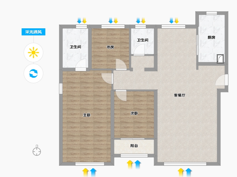 山东省-济南市-济南融创文旅城-107.00-户型库-采光通风