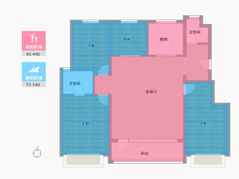 北京-北京市-公园都会-101.60-户型库-动静分区