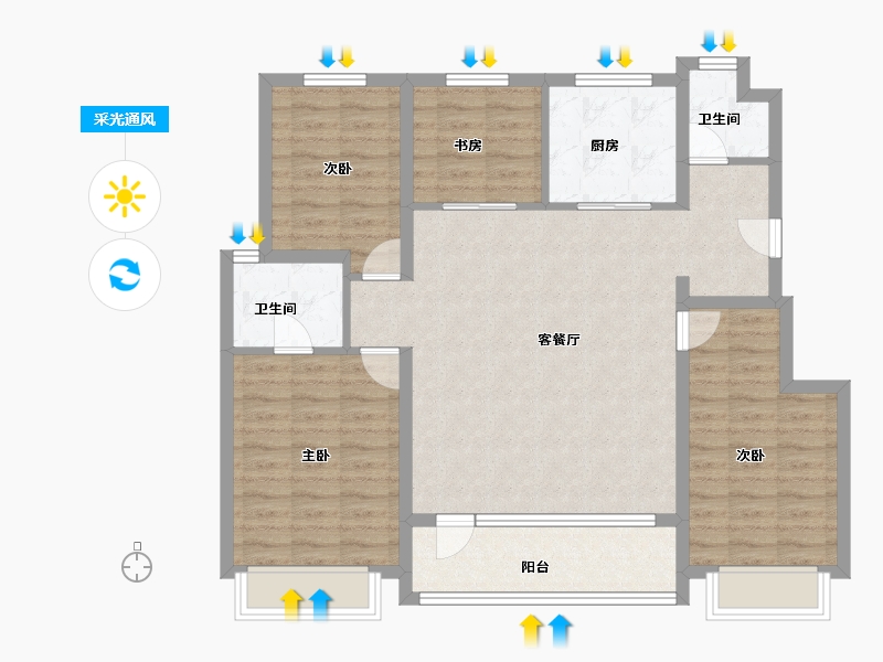 北京-北京市-公园都会-101.60-户型库-采光通风