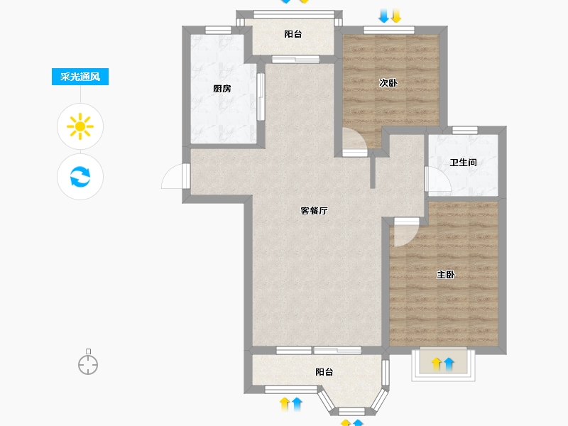 上海-上海市-珠江新城-84.00-户型库-采光通风