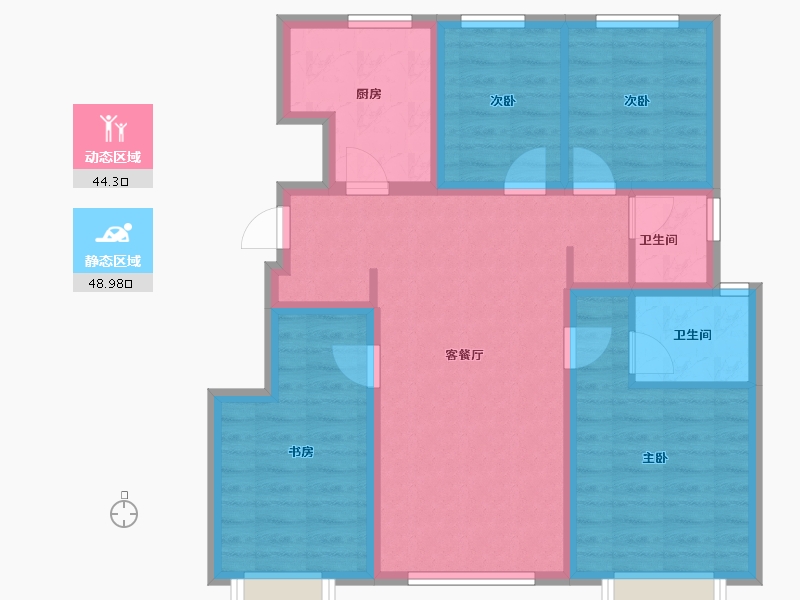 北京-北京市-招商中建·顺义臻珑府-82.46-户型库-动静分区