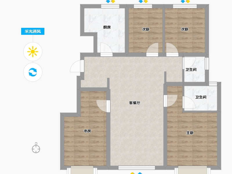 北京-北京市-招商中建·顺义臻珑府-82.46-户型库-采光通风