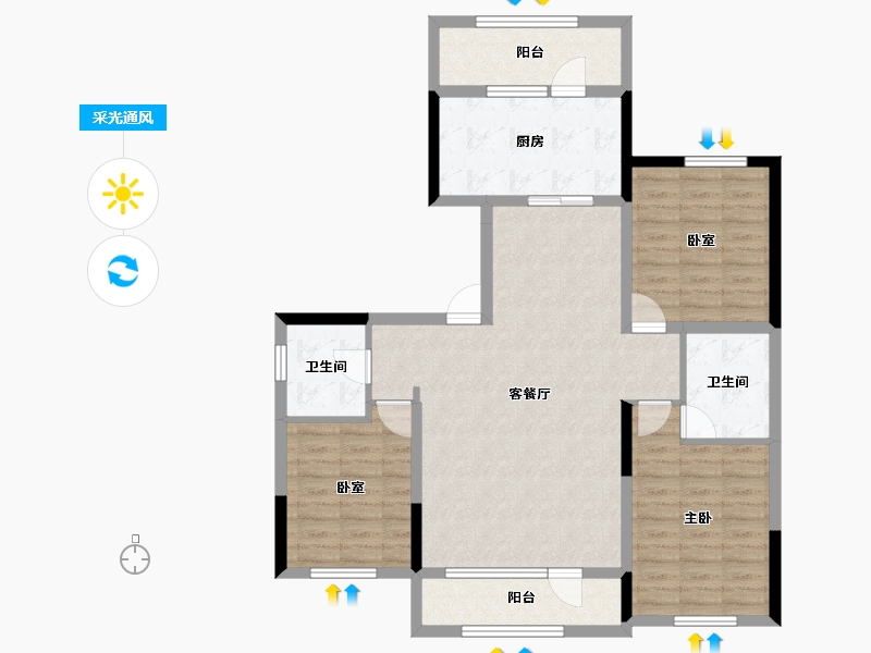 吉林省-长春市-天禄金典名城-101.97-户型库-采光通风