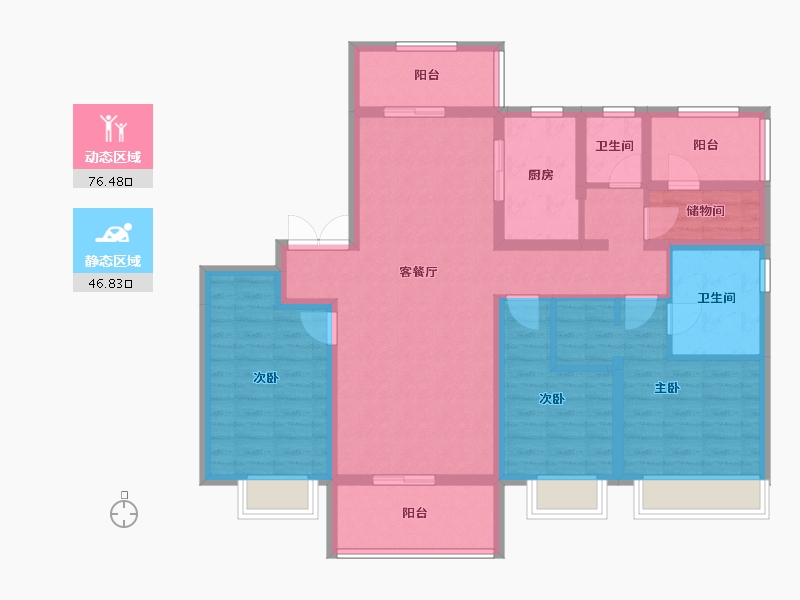 江苏省-南京市-万科·都荟启境-108.93-户型库-动静分区