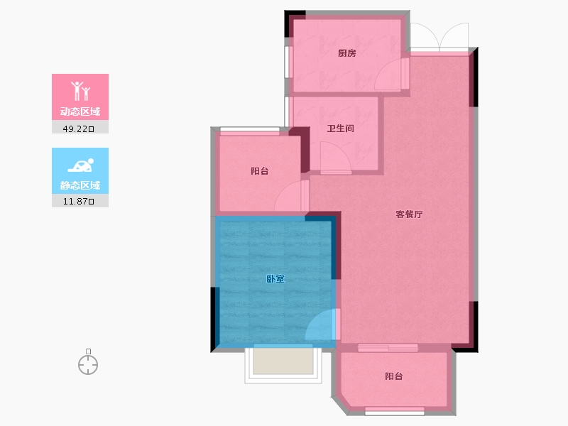 江苏省-南京市-金浦御龙湾-54.40-户型库-动静分区