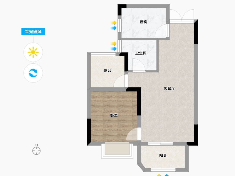 江苏省-南京市-金浦御龙湾-54.40-户型库-采光通风