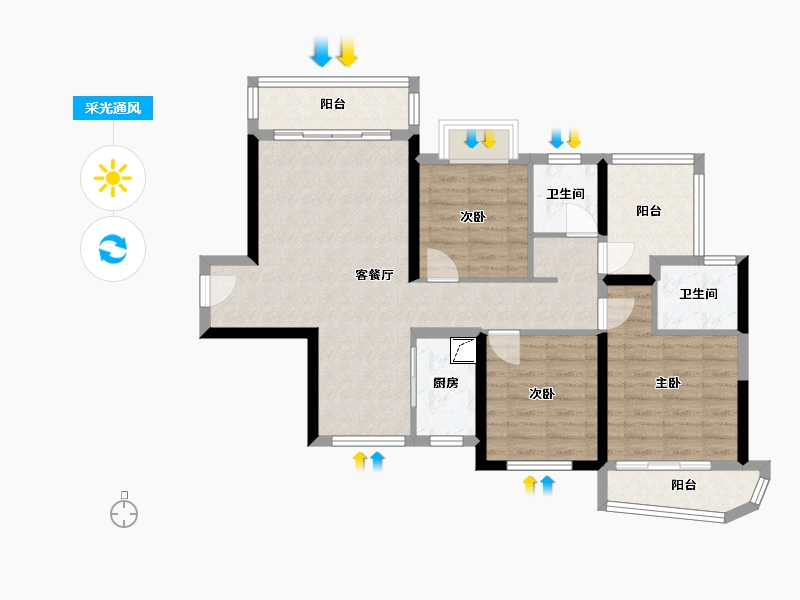 广西壮族自治区-北海市-大都金沙湾-89.00-户型库-采光通风