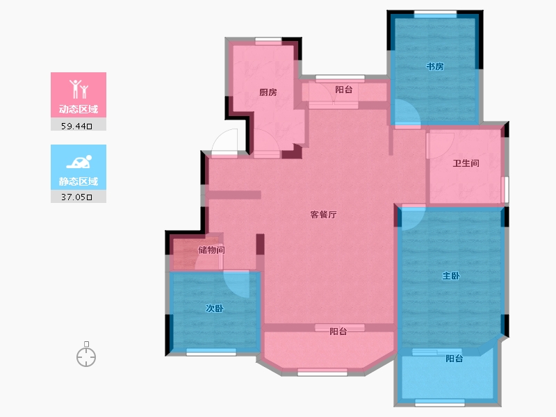 江苏省-南京市-金浦御龙湾-84.80-户型库-动静分区