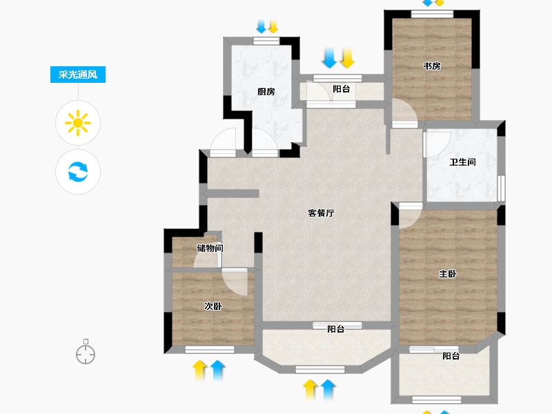 江苏省-南京市-金浦御龙湾-84.80-户型库-采光通风