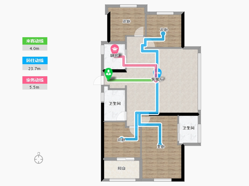 福建省-福州市-龙旺闽越水镇华府壹号-98.40-户型库-动静线