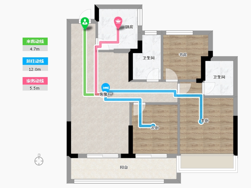 浙江省-嘉兴市-蓝城锦月园-71.00-户型库-动静线