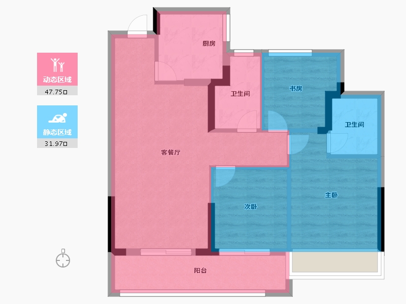 浙江省-嘉兴市-蓝城锦月园-71.00-户型库-动静分区