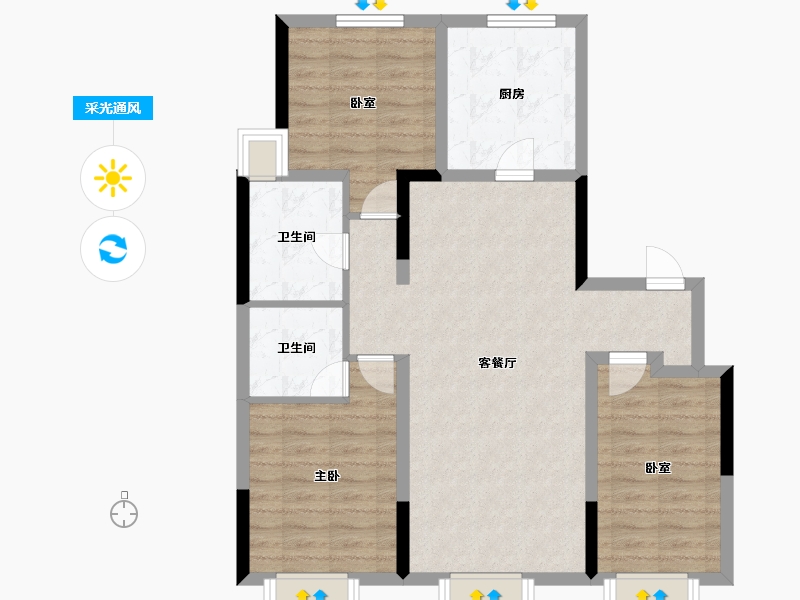 吉林省-长春市-中海锦城-84.95-户型库-采光通风