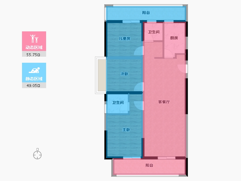 河南省-郑州市-常绿东风宸苑-93.00-户型库-动静分区