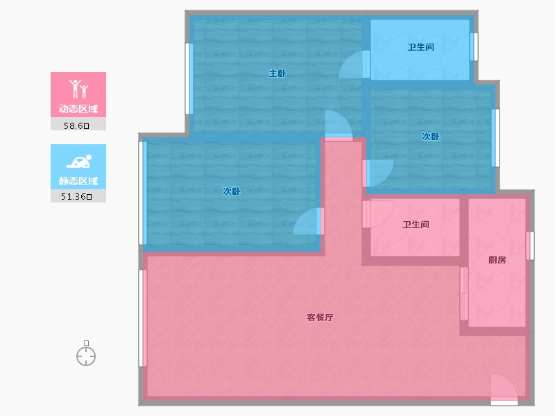 新疆维吾尔自治区-昌吉回族自治州-阜华雅苑-96.23-户型库-动静分区