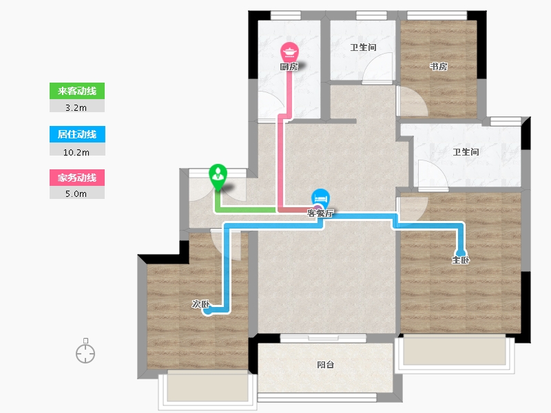 浙江省-嘉兴市-蓝城锦月园-71.00-户型库-动静线