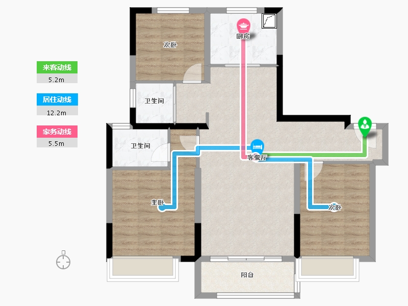 山东省-济南市-碧桂园凤凰源著-90.40-户型库-动静线