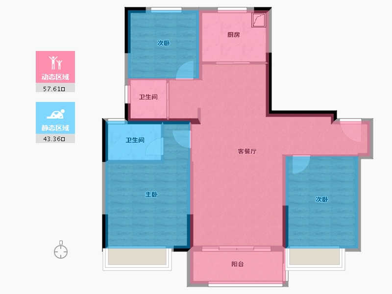 山东省-济南市-碧桂园凤凰源著-90.40-户型库-动静分区