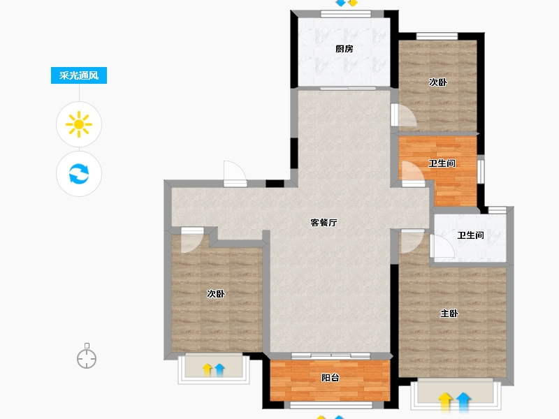 山东省-济南市-鑫苑御泉湾-99.21-户型库-采光通风