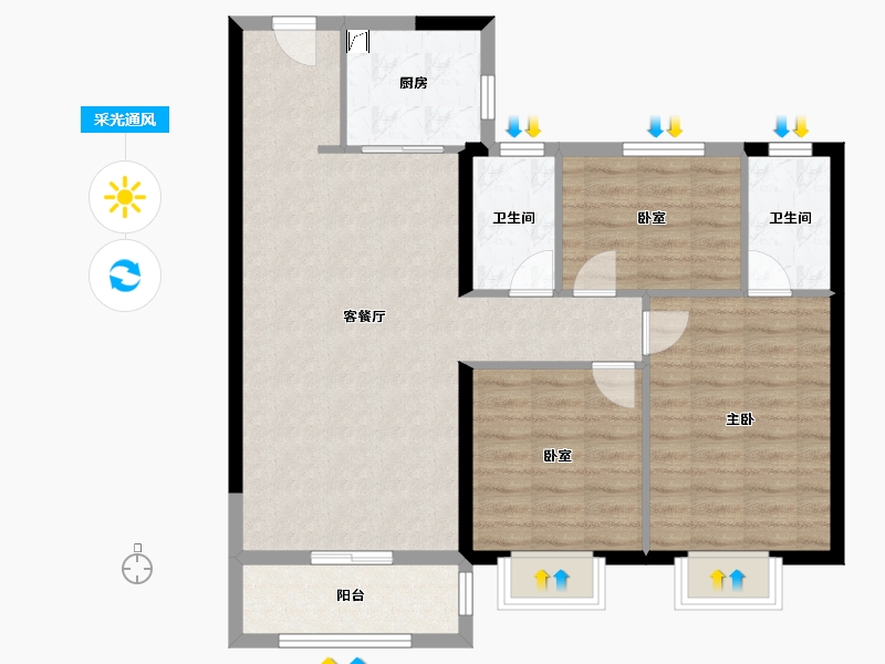 浙江省-温州市-文成县碧桂园文澜豪庭-90.00-户型库-采光通风