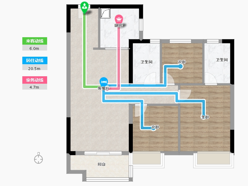 山东省-济南市-碧桂园凤凰源著-84.80-户型库-动静线