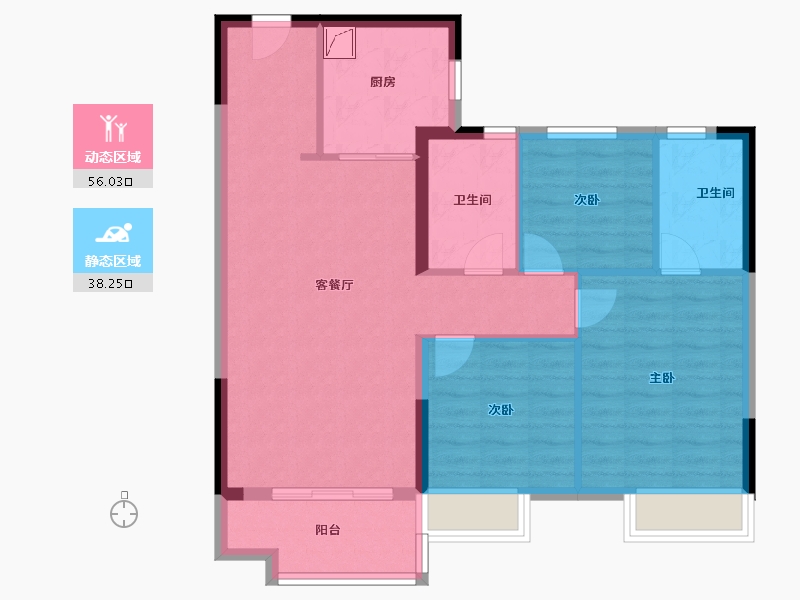 山东省-济南市-碧桂园凤凰源著-84.80-户型库-动静分区