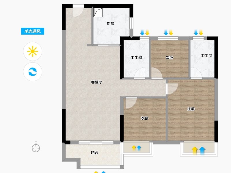 山东省-济南市-碧桂园凤凰源著-84.80-户型库-采光通风