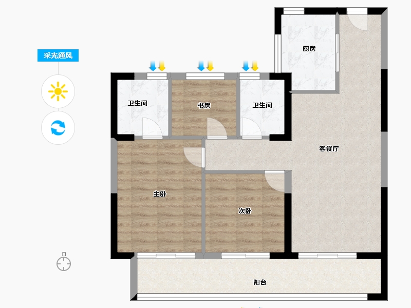 浙江省-嘉兴市-蔚蓝名苑-82.00-户型库-采光通风