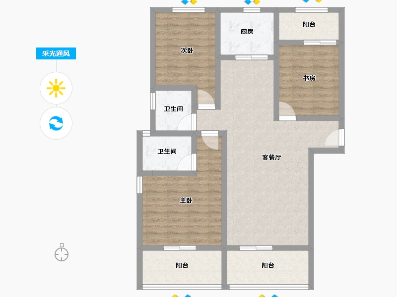 陕西省-渭南市-东府国际-100.00-户型库-采光通风