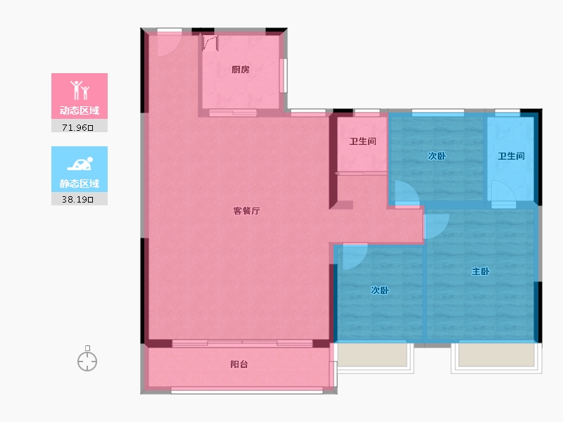 山东省-济南市-碧桂园凤凰源著-100.07-户型库-动静分区