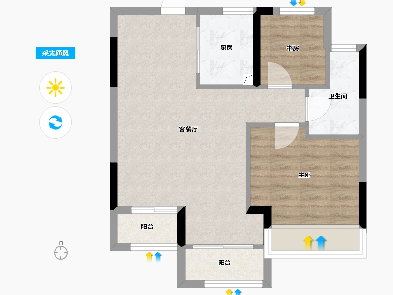 浙江省-嘉兴市-科大钱塘玉园-55.49-户型库-采光通风