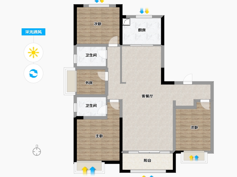 山东省-济南市-鑫苑御泉湾-114.41-户型库-采光通风