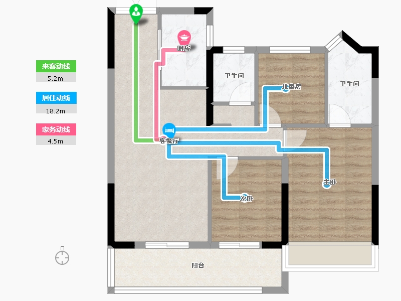 浙江省-嘉兴市-秀悦澜庭-76.01-户型库-动静线