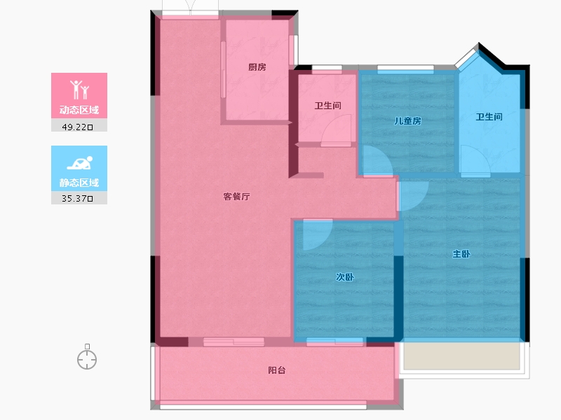 浙江省-嘉兴市-秀悦澜庭-76.01-户型库-动静分区