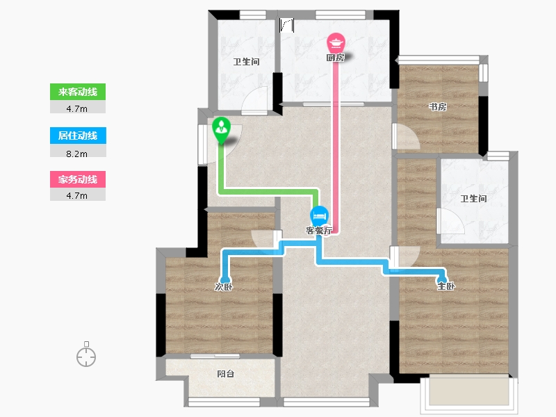 浙江省-嘉兴市-鸿翔金桂里-71.00-户型库-动静线