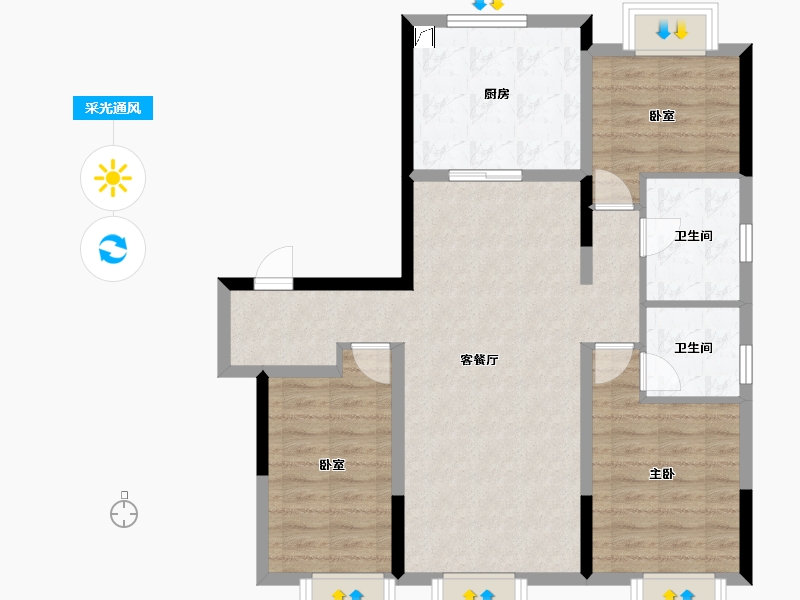 吉林省-长春市-中海锦城-87.83-户型库-采光通风