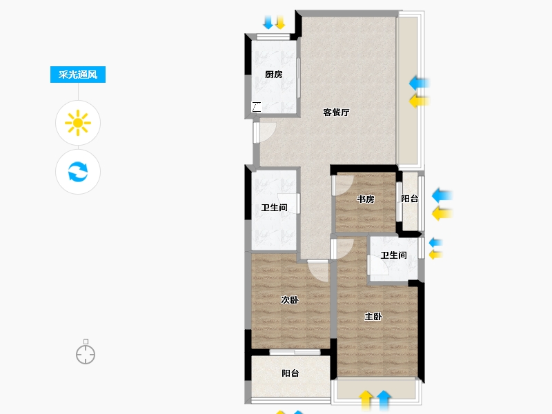 浙江省-嘉兴市-万城万杭府-78.00-户型库-采光通风