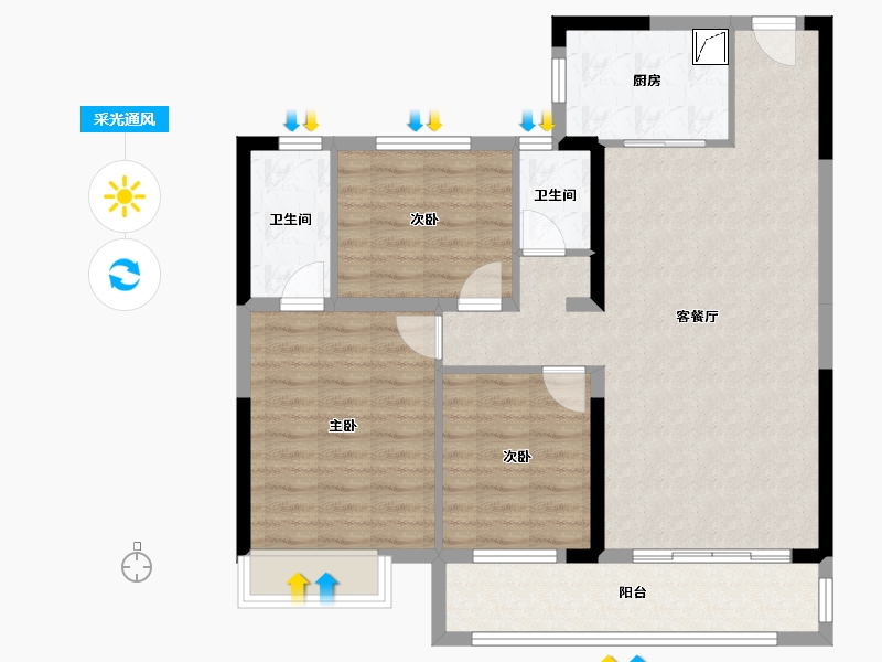 山东省-济南市-碧桂园凤凰源著-91.35-户型库-采光通风