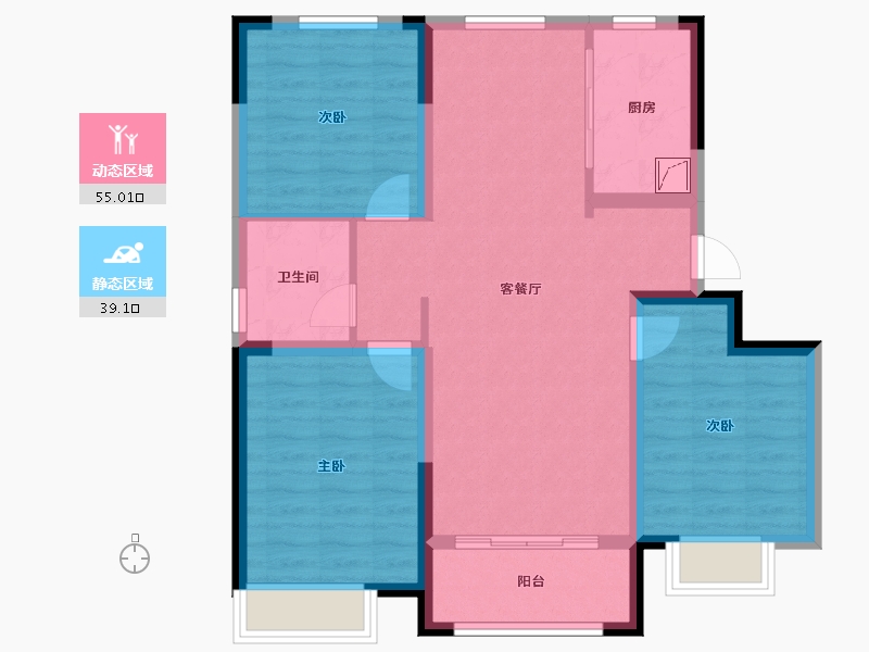 山东省-济南市-鑫苑御泉湾-84.00-户型库-动静分区