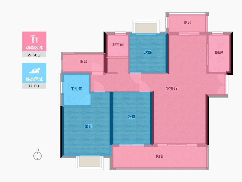 云南省-昆明市-富康城紫悦台-93.00-户型库-动静分区